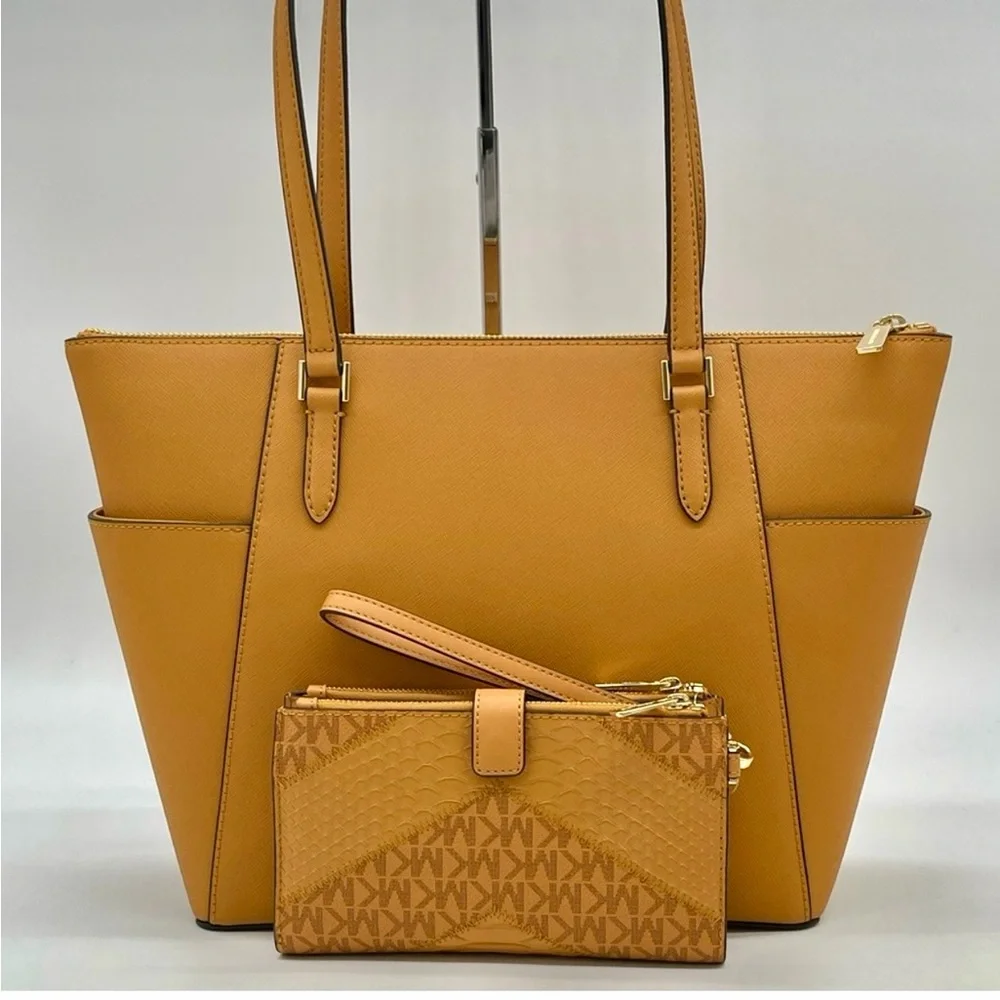 Michael Kors Large Charlotte Tote Bag & Double Zip Wallet Wristlet